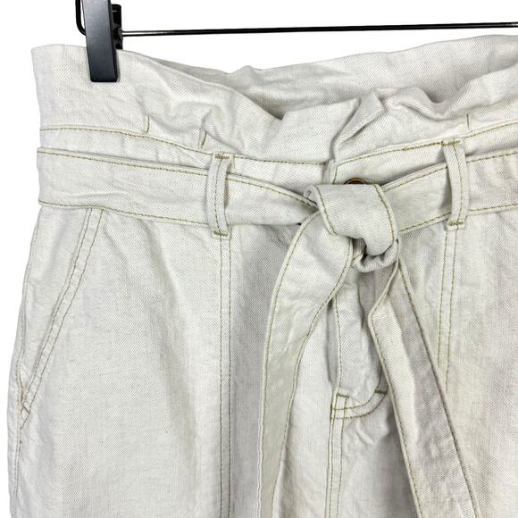 Free People Splendor in the Grass Neutral Ivory Denim High Waist Paperbag Skirt - Picture 7 of 9